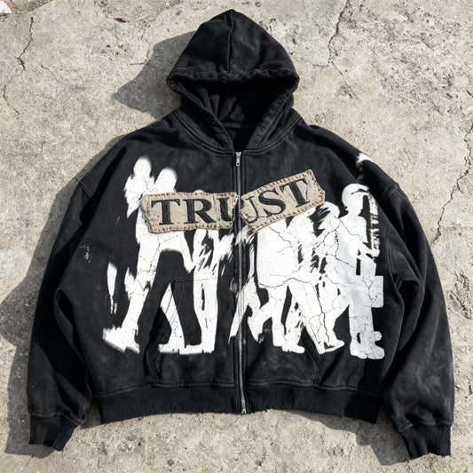 Broken Trust - Black Zip Up Hoodie