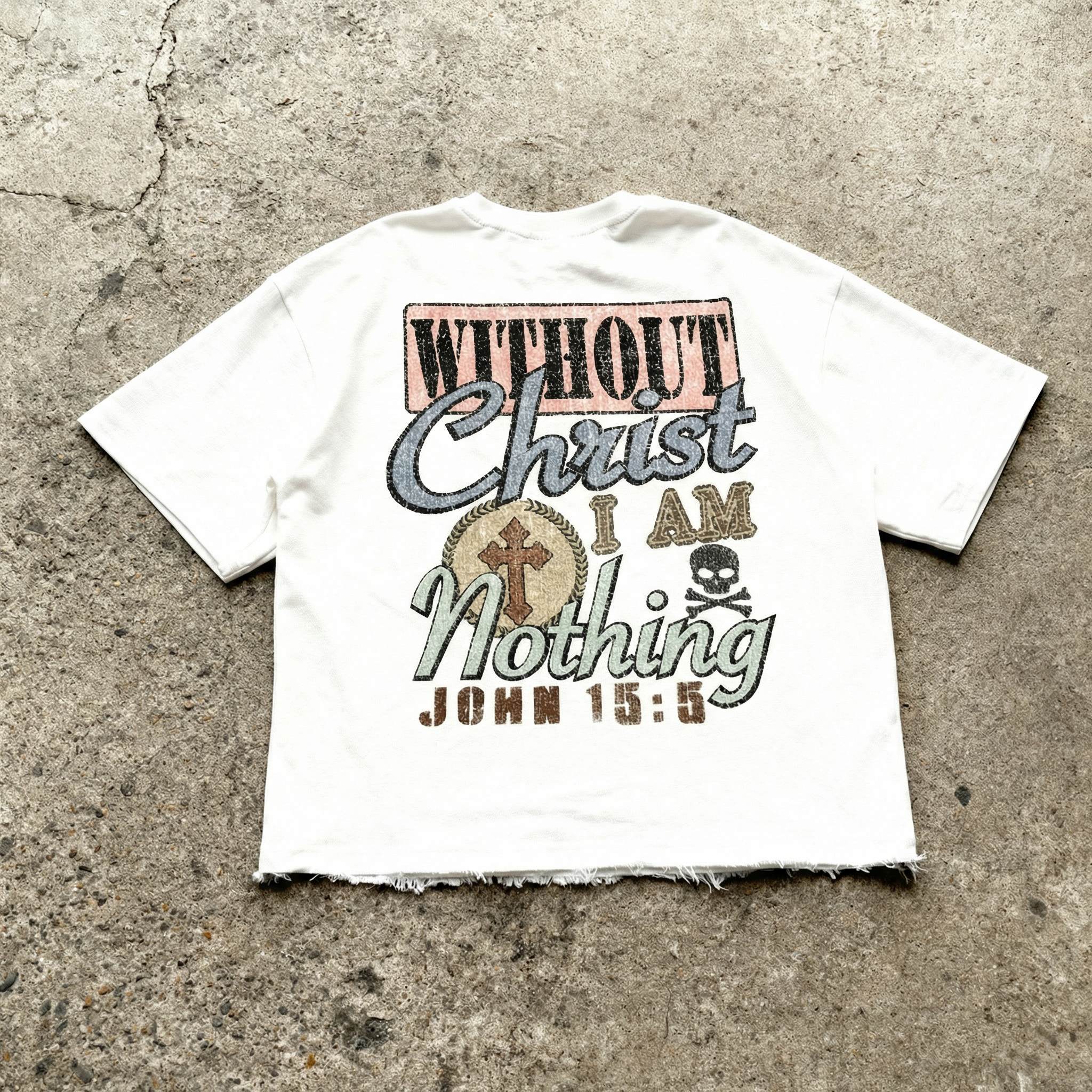 CHRIST IS KING - FADED BOXY WHITE TEE