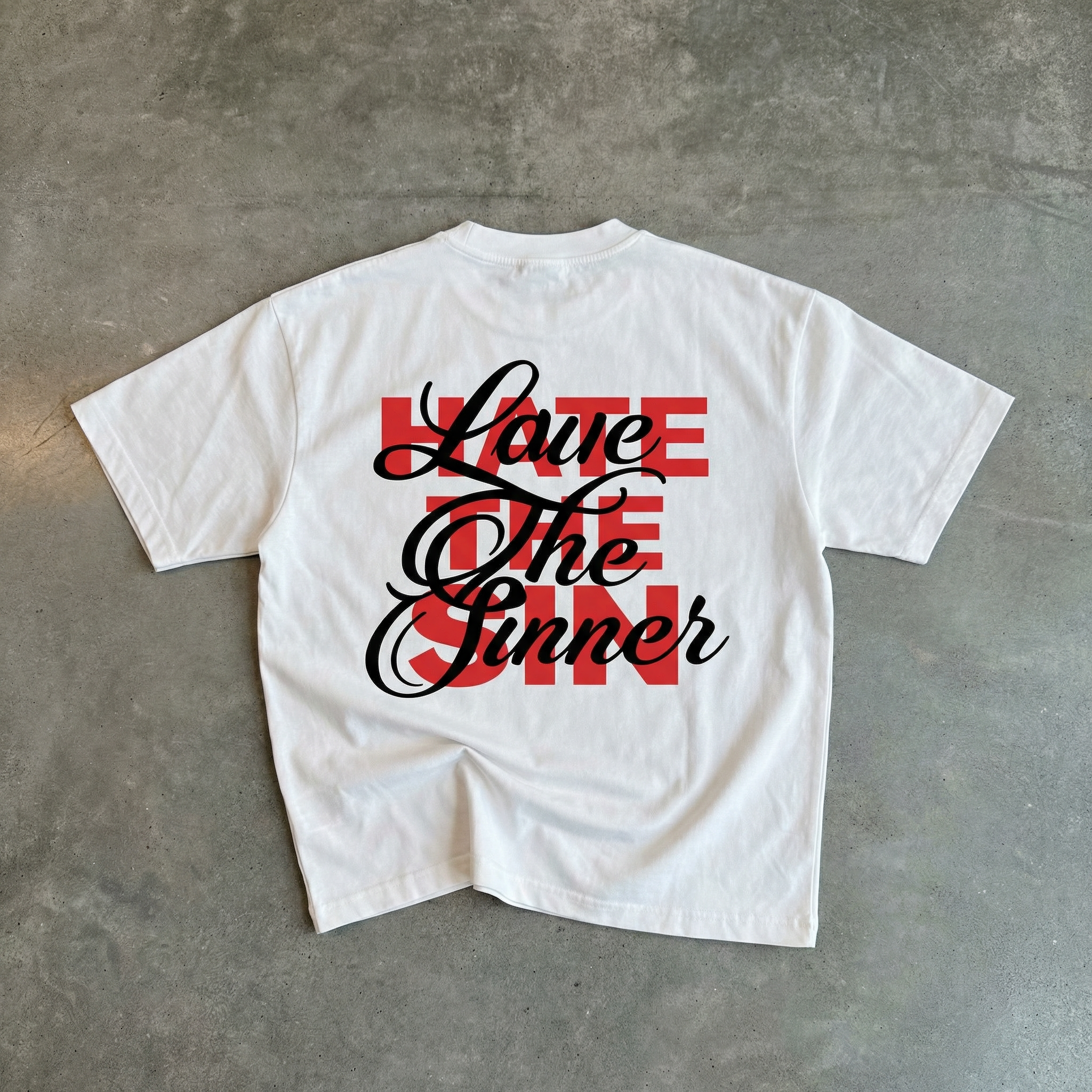LOVE THE SINNER - WHITE BOXY TEE