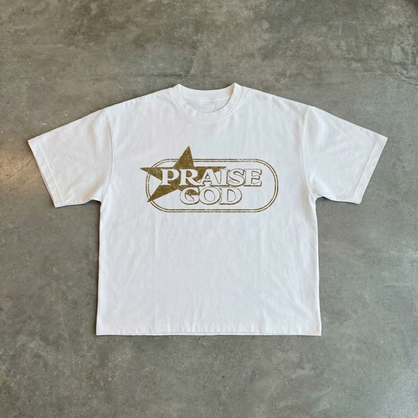 CHRIST IS KING - FADED BOXY WHITE TEE