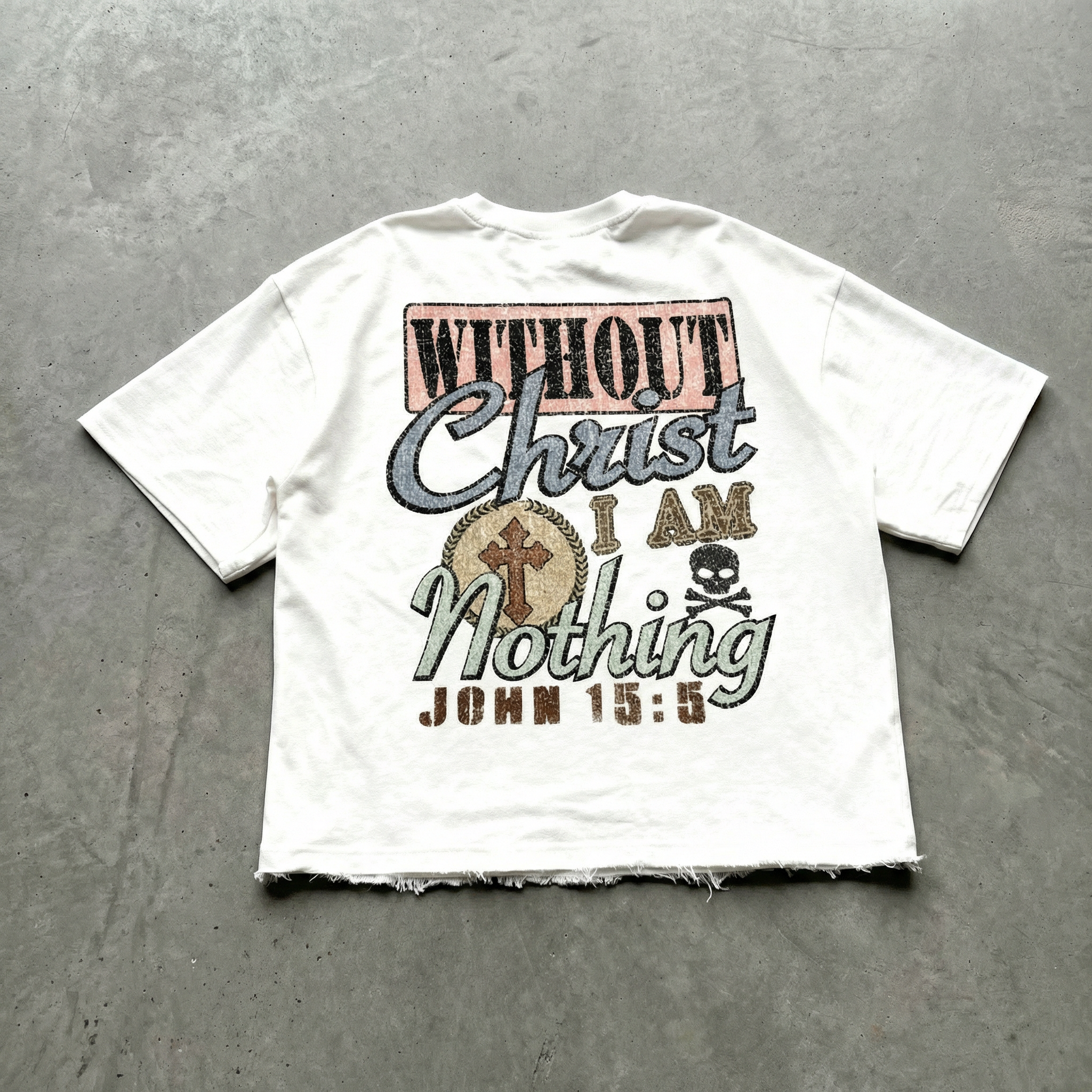 CHRIST IS KING - FADED BOXY WHITE TEE