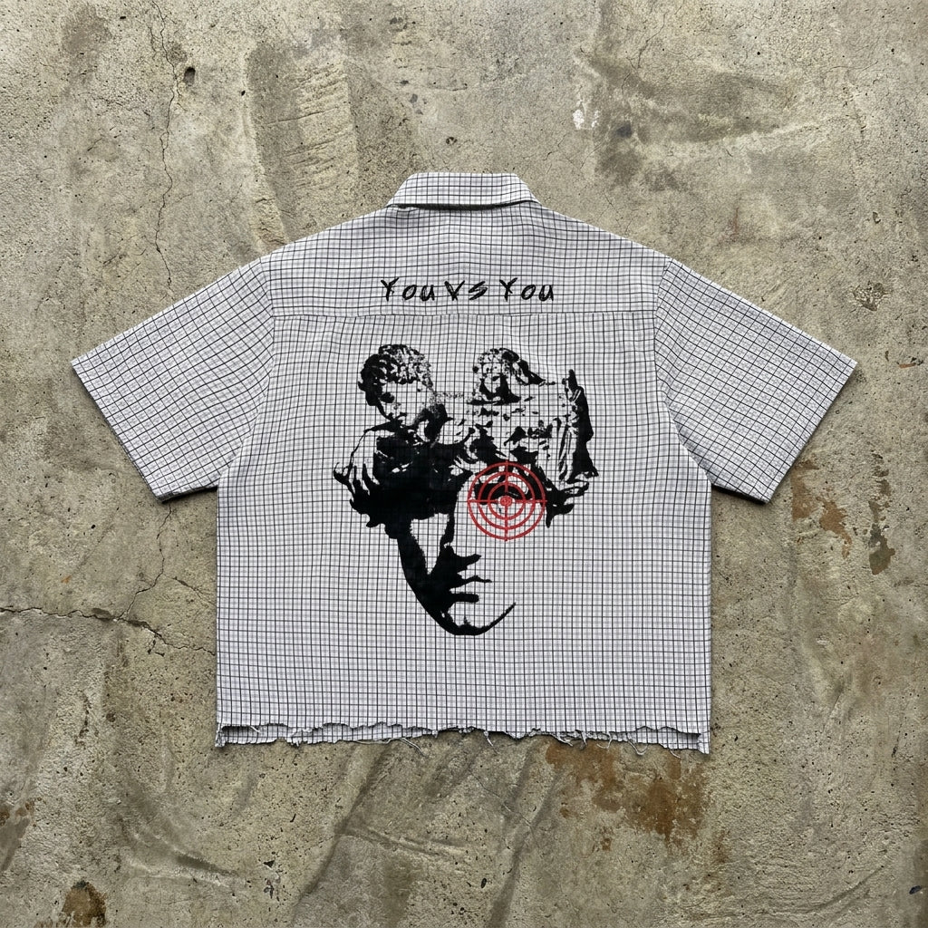 You Vs You - Distressed Check Button-Up