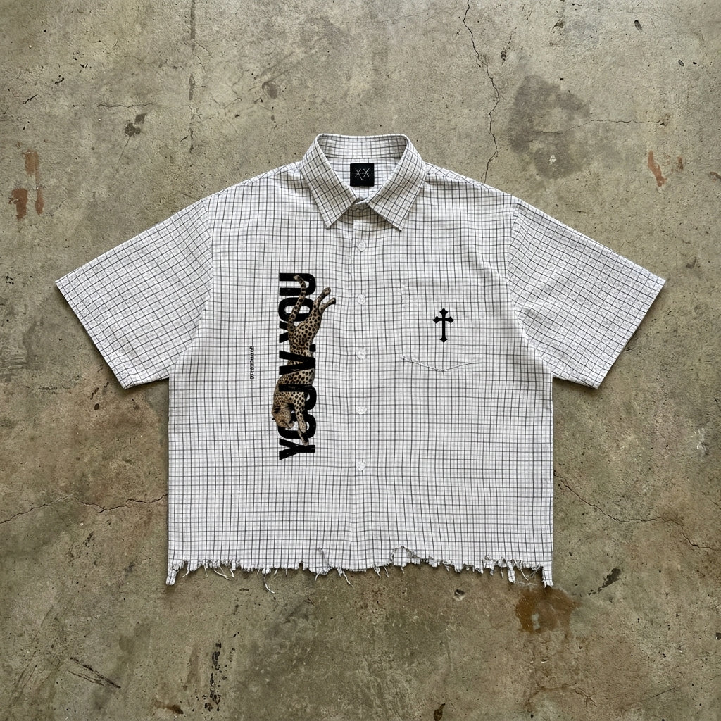 You Vs You - Distressed Check Button-Up