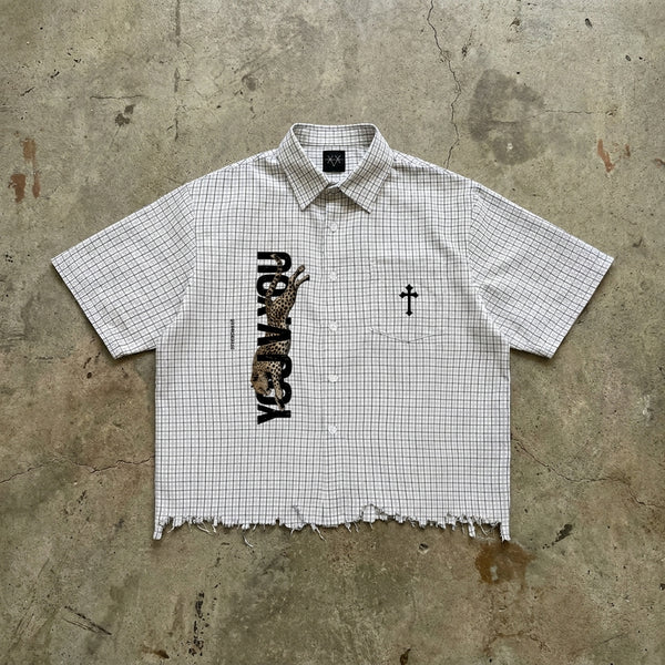 You Vs You - Distressed Check Button-Up
