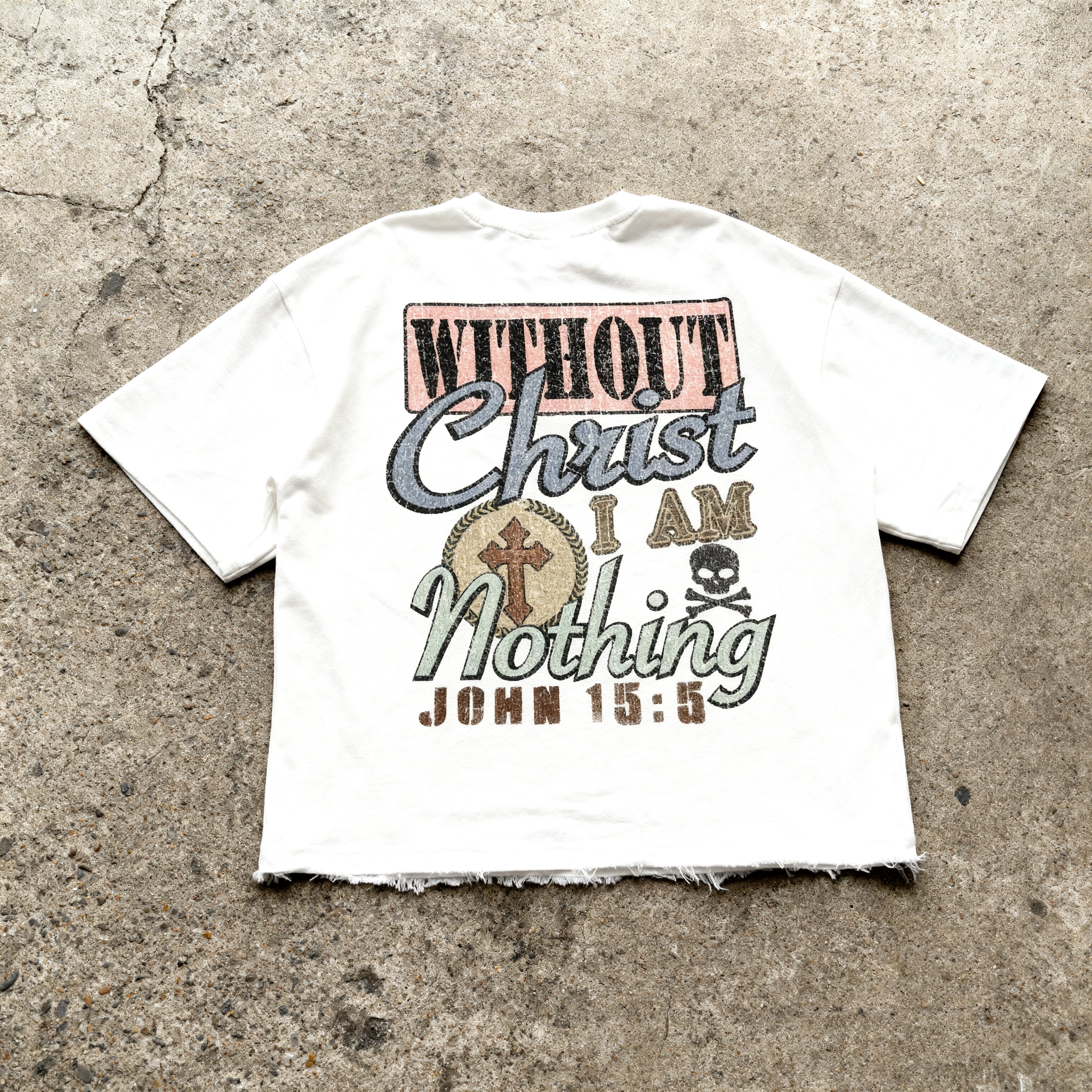 CHRIST IS KING - FADED BOXY WHITE TEE